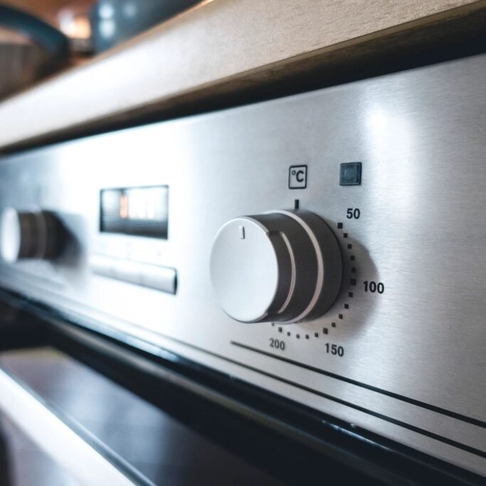 A stainless steel oven after cleaning
