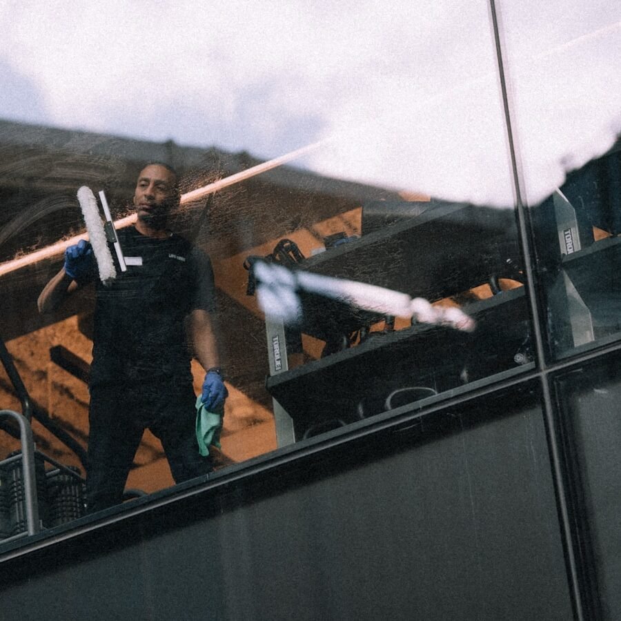 Windows being cleaned