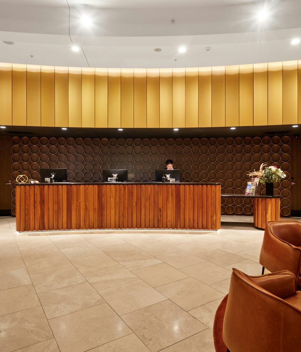 A reception desk where a named point of contact handles the account